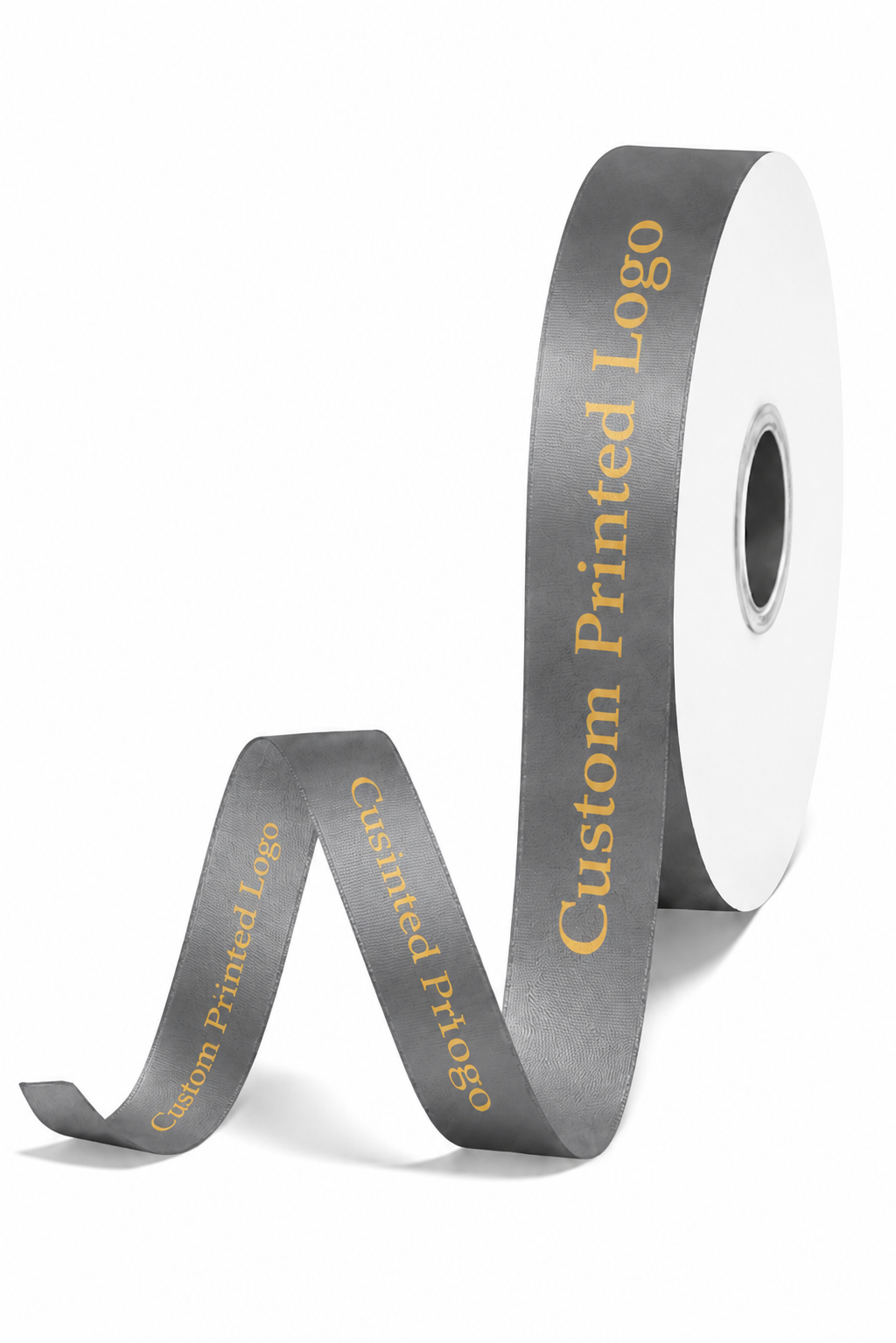 Custom Print Shell Grey Solid Single-Face Satin Ribbon – 3 Sizes (⅝″, ⅞″, 1½″)