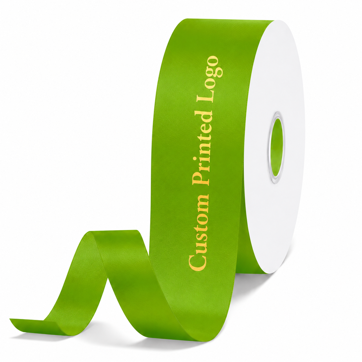 Custom Print Kiwi Solid Single-Face Satin Ribbon – 3 Sizes (⅝″, ⅞″, 1½″)