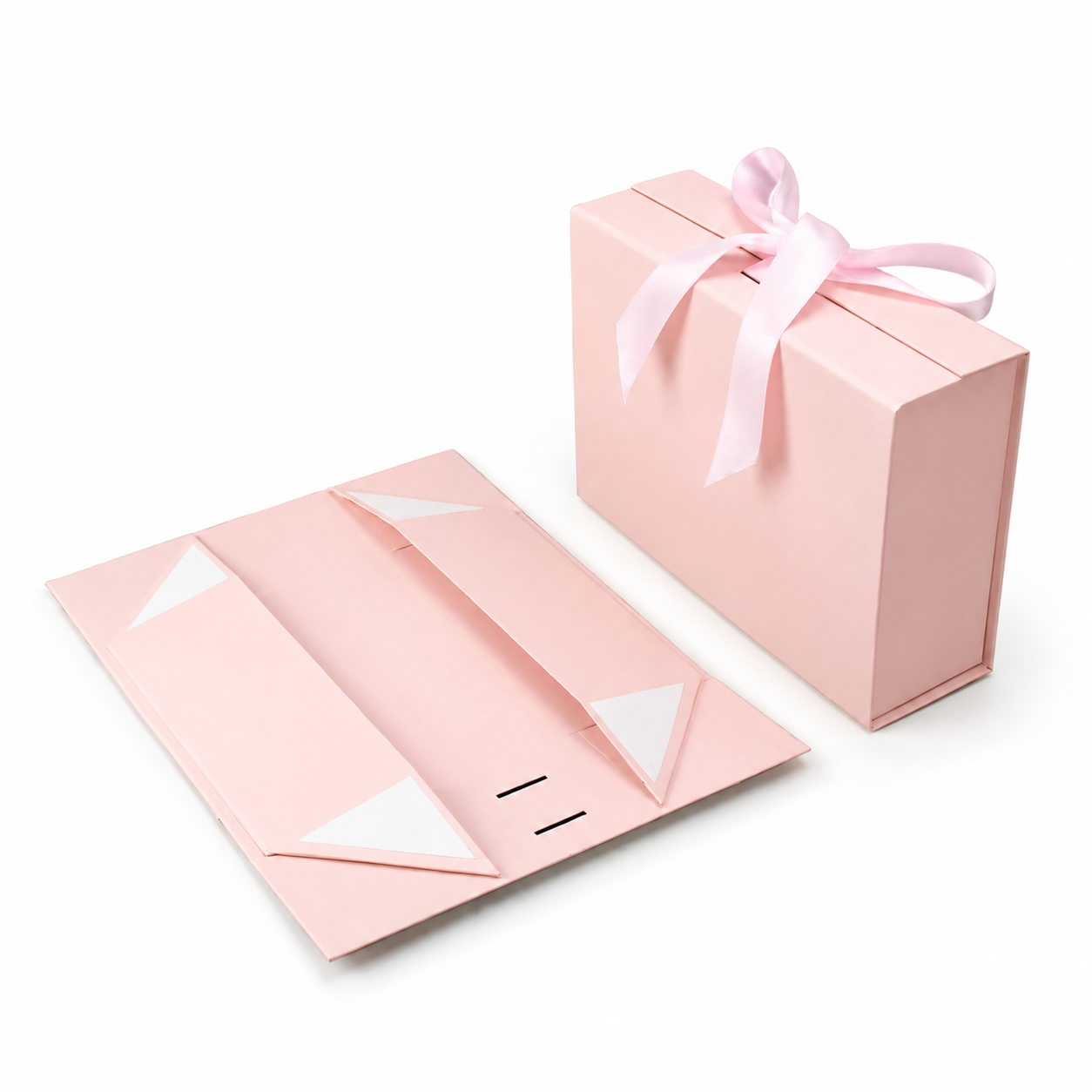 Foldable Rigid Ribbon Tie Gift Box, Pink – 11.5 × 8.6 × 4 in | Pack of 10 | SKU 6362