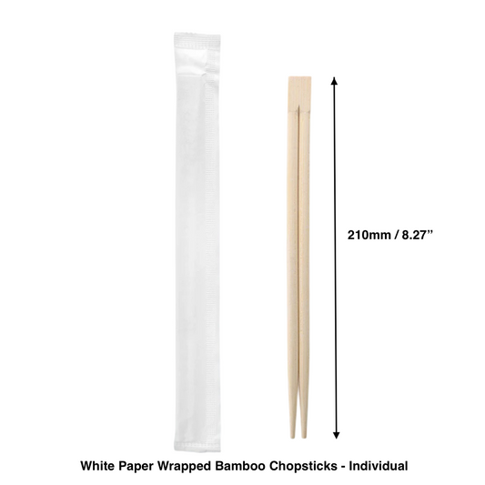 210mm - Bamboo Chopsticks Individual - Carton of 2000 - KIS PAPER - 1197; $0.025/pc