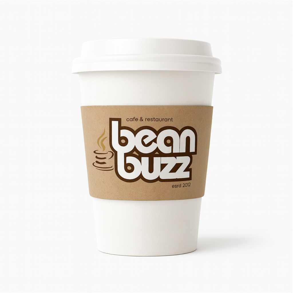 10oz/12oz/16oz/20oz - Custom Kraft Foldable Coffee Sleeve - Carton of 1000 - KIS PAPER - 5193; Full Color Custom Print, Printed in Canada; From $0.177