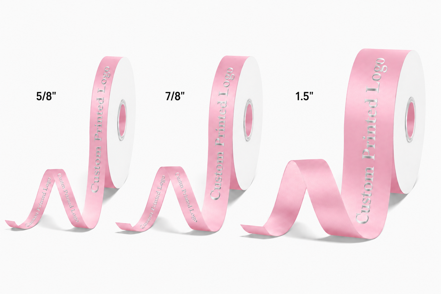 Custom Print Light Pink Solid Single-Face Satin Ribbon – 3 Sizes (⅝″, ⅞″, 1½″)