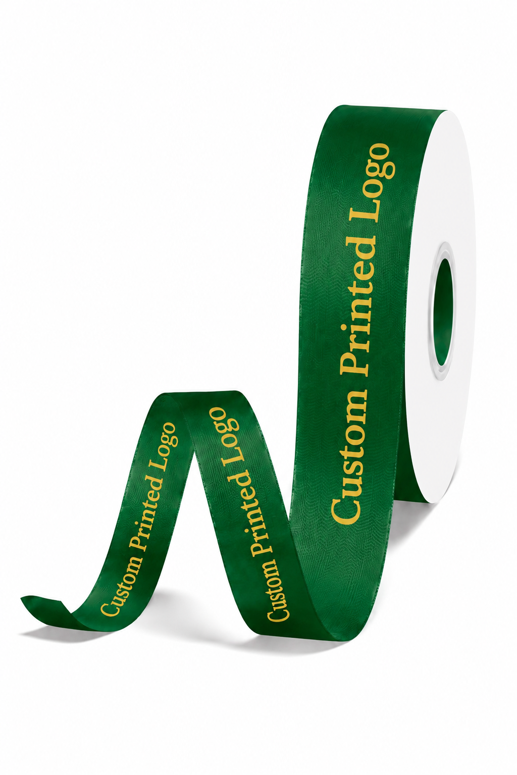 Custom Print Forest Green Solid Single-Face Satin Ribbon – 3 Sizes (⅝″, ⅞″, 1½″)