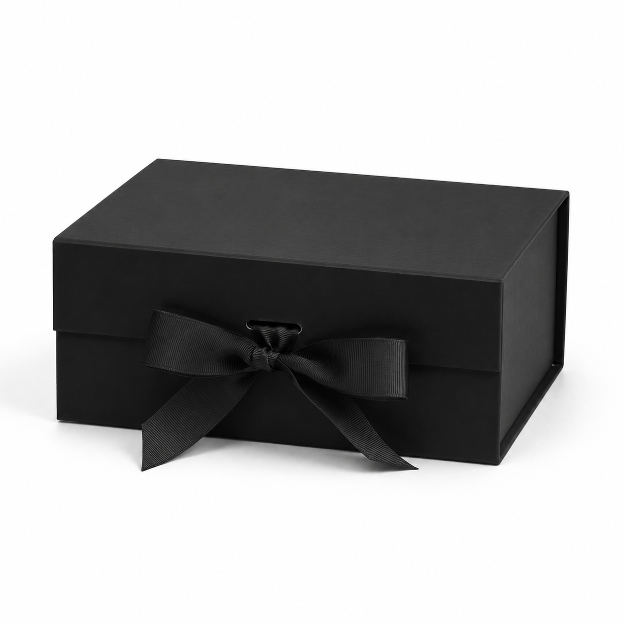 Foldable Rigid Ribbon Tie Gift Box, Black – 11.5 × 8.6 × 4 in | Pack of 10 | SKU 6364