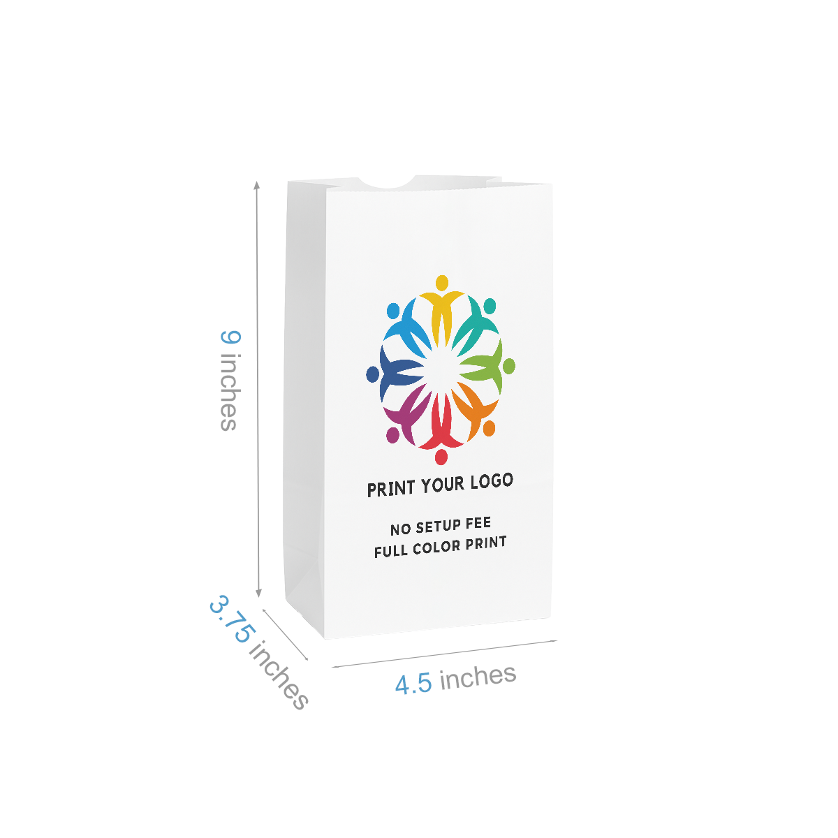 #3 - 4.5" x 3.75" x 9" - Prescription Bags - White Grocery Bags - Carton of 1000 - KIS PAPER - 6023; Full Color Custom Print, Printed in Canada