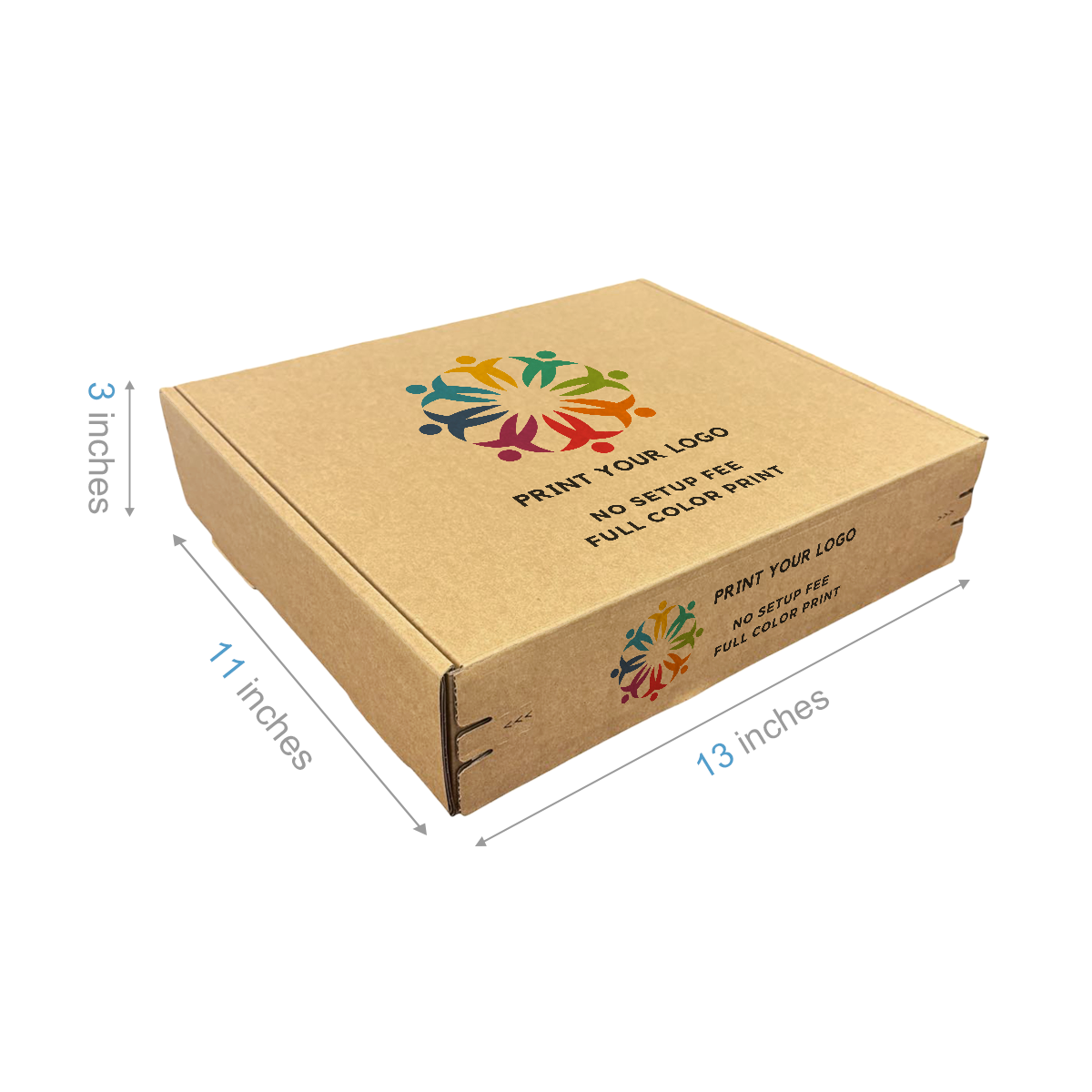 13" x 11" x 3" - Custom Kraft Mailer Boxes Self-Seal Tape - Bundle of 40 - KIS PAPER - 6091; Full Color Custom Print, Printed in Canada; From$2.881/pc
