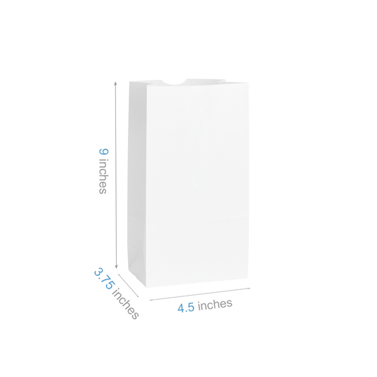 #3 - 4.5" x 3.75" x 9" - Prescription Bags - White Grocery Bags - Carton of 1000 - KIS PAPER - 6023; $0.058/pc