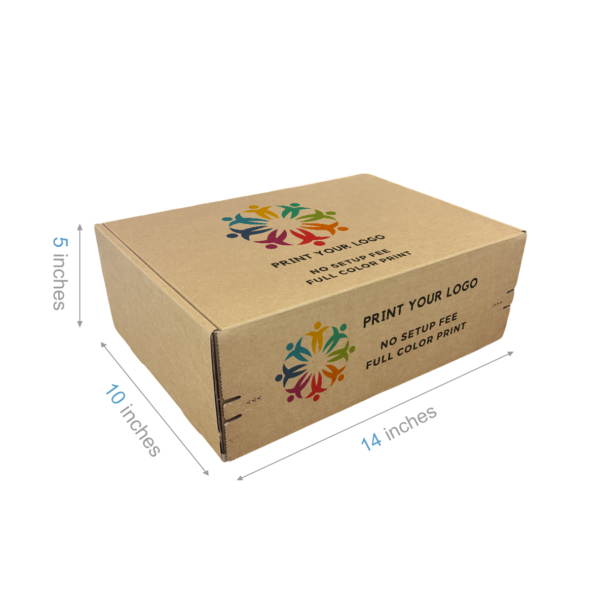 14" x 10" x 5" - Custom Kraft Mailer Boxes Self-Seal Tape - Bundle of 40 - KIS PAPER - 6092; Full Color Custom Print, Printed in Canada; From$2.796/pc