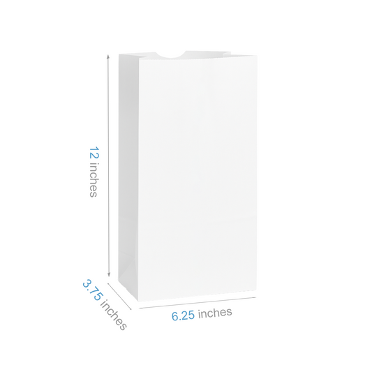 #8 - 6.25" x 3.75" x 12" - Prescription Bags - White Grocery Bags - Carton of 1000 - KIS PAPER - 6025; $0.073/pc