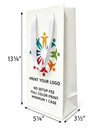 Custom Printed Euro Tote Wine White Paper Bags (5″ × 3.5″ × 13.25″) with Ribbon Handles - SKU #5426