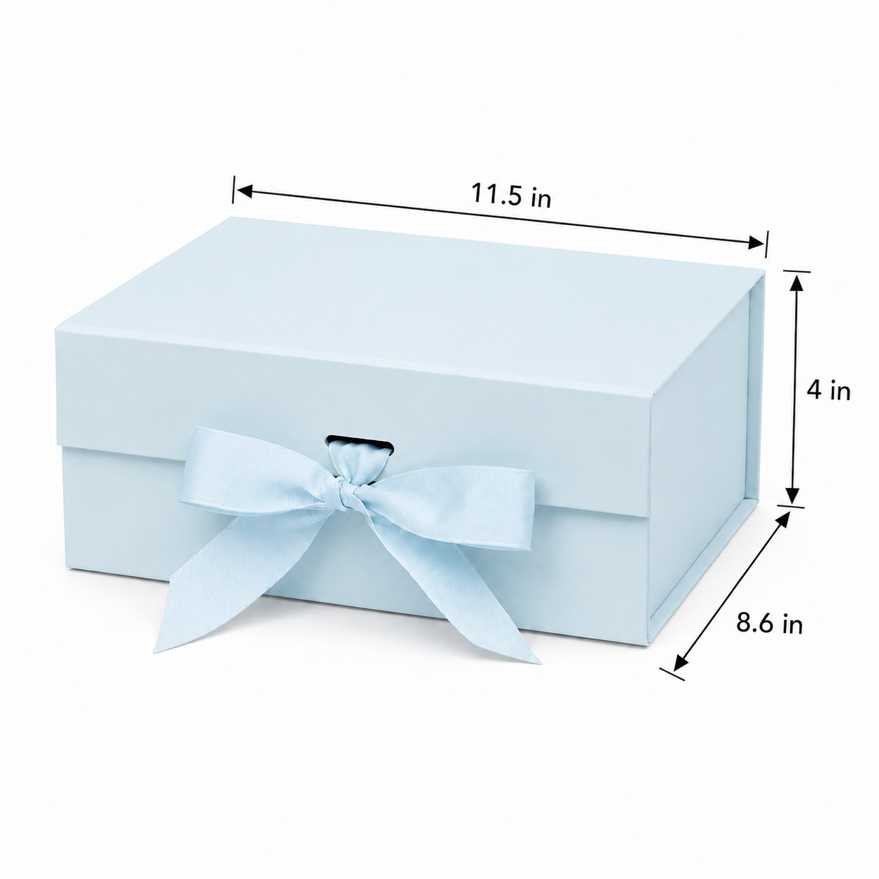 Foldable Rigid Ribbon Tie Gift Box, Blue – 11.5 × 8.6 × 4 in | Pack of 10 | SKU 6365