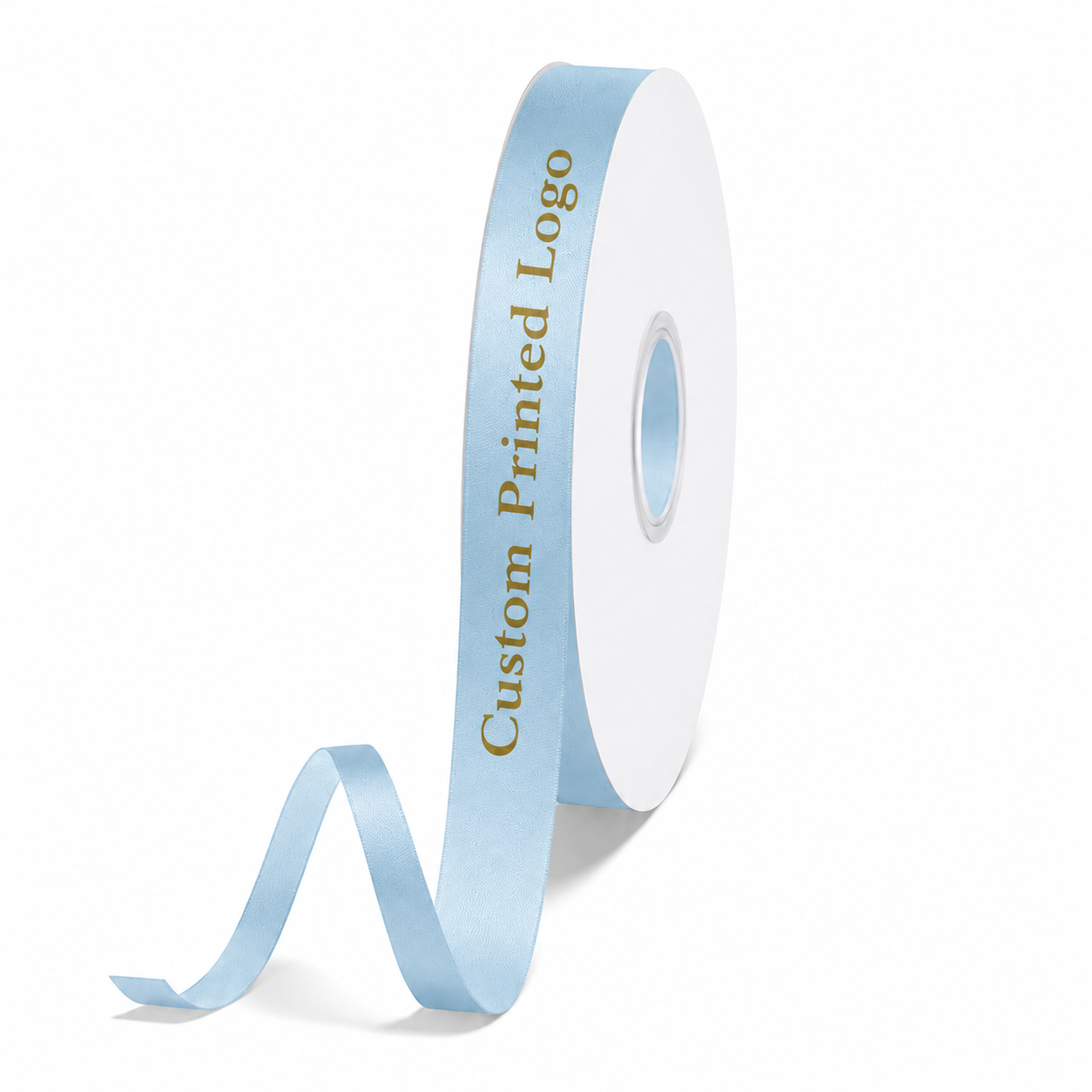 Custom Print Light Blue Solid Single-Face Satin Ribbon – 3 Sizes (⅝″, ⅞″, 1½″)