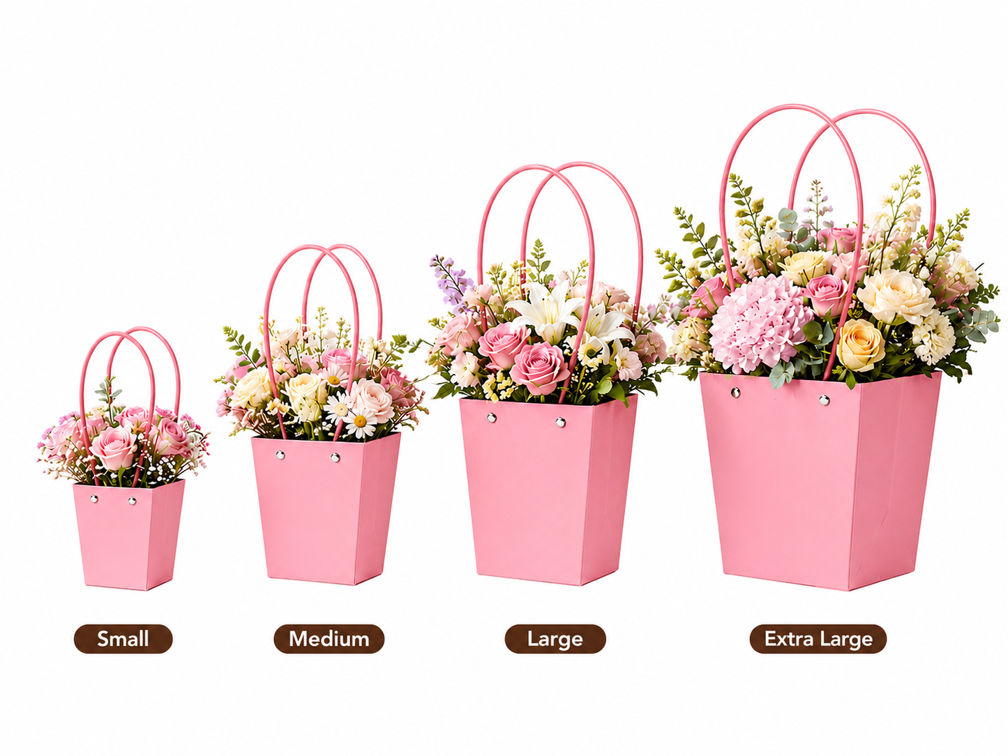 Pink Waterproof Flower Pot Bags – 4 Sizes (Small, Medium, Large, Extra Large) | 50pcs/Bundle