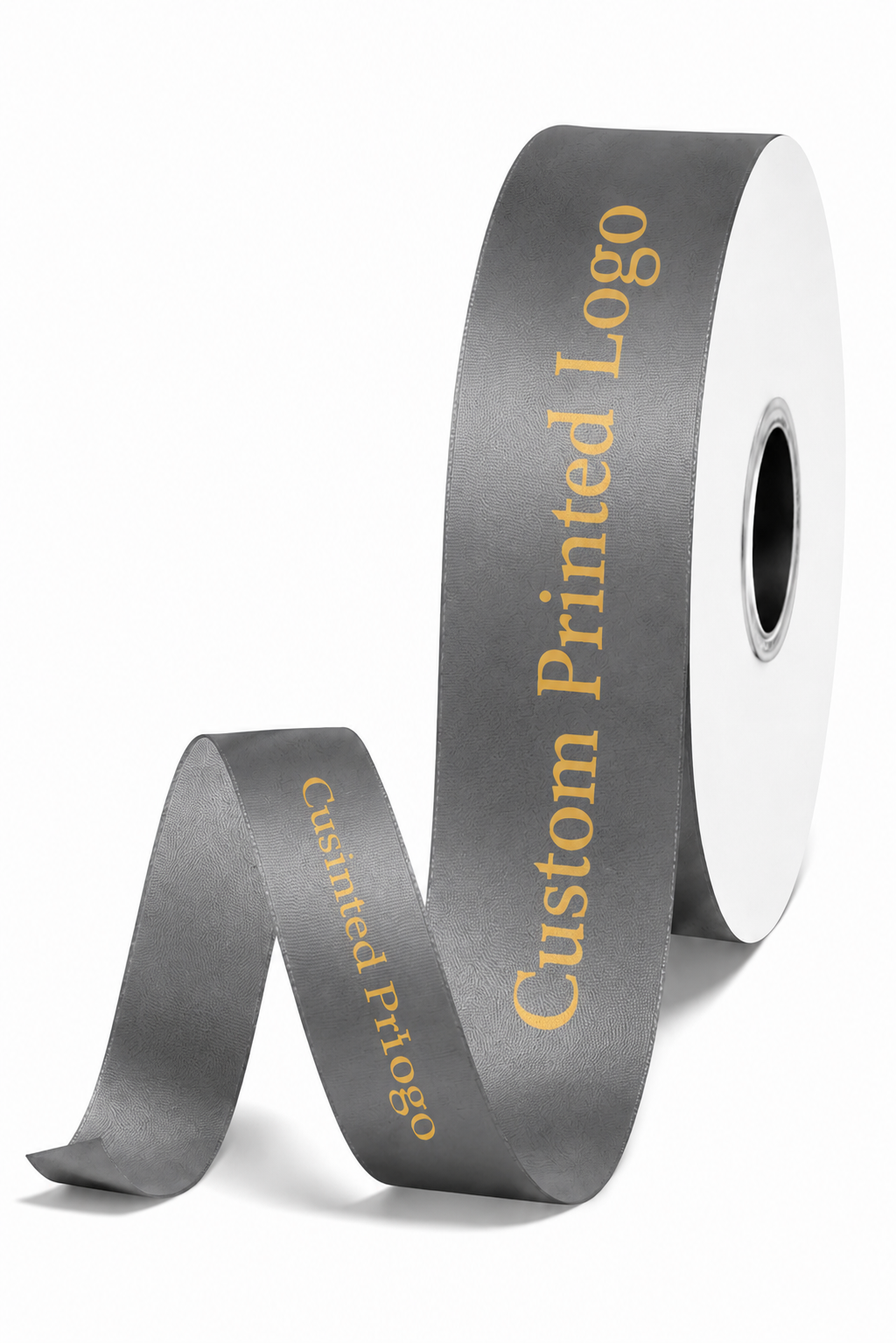 Custom Print Shell Grey Solid Single-Face Satin Ribbon – 3 Sizes (⅝″, ⅞″, 1½″)