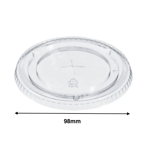 KIS-FL98G | 98mm Opening PET Cold Drink Cup Flat Lids; $0.038/pc