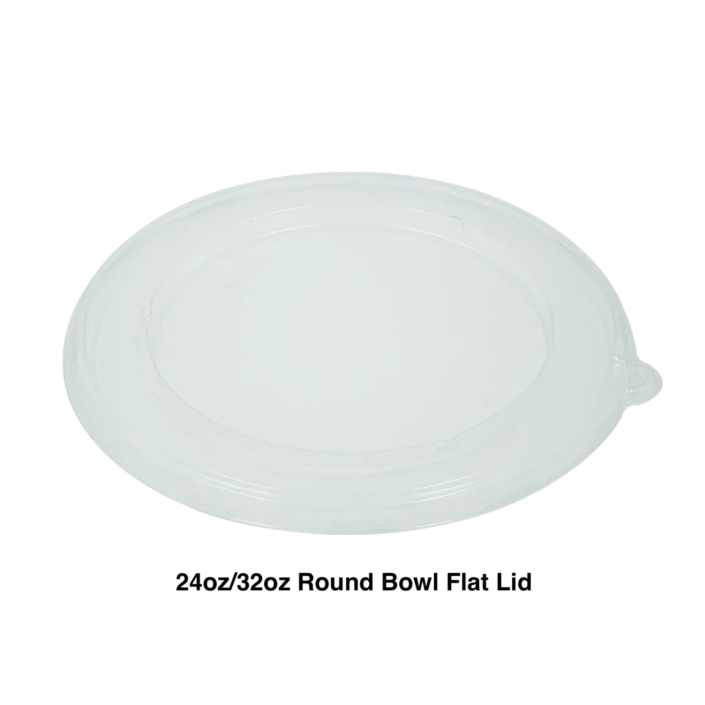 KIS-SFL32G | 24oz-32oz Flat PP Lids for Sugarcane Round Bowl Food Container; $0.200/pc