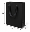 Euro Tote Black Laminated Paper Bags 10" x 5" x 13" with Ribbon Handles, 150pcs/case, SKU #6831