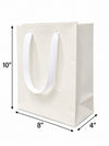 Euro Tote White Paper Shopping Bag 8"x4"x10" with White Grosgrain Ribbon Handles, 150 pcs/Case – SKU#5304