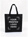 Black Custom Screen Printed Non-Woven Tote Bags – 15" x 16" – 100/200 pcs/case – SKU# 6241