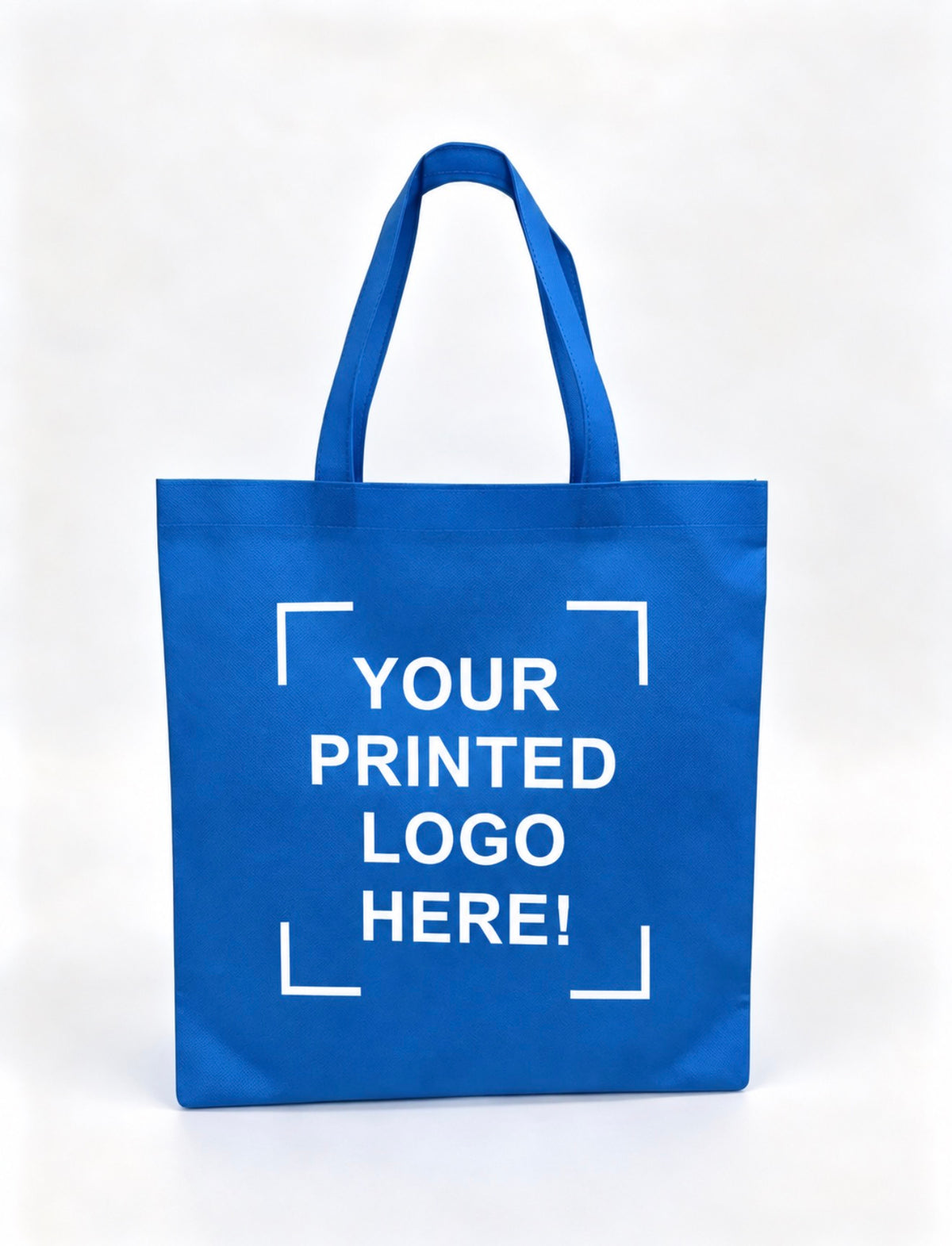 Blue Custom Screen Printed Non-Woven Tote Bags – 15" x 16" – 100/200 pcs/case – SKU# 6242
