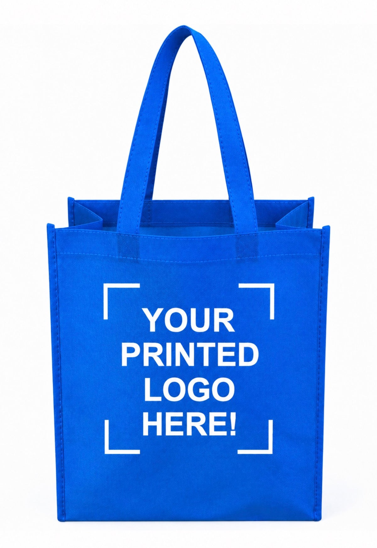 Blue Custom Screen Printed Non-Woven Tote Bags – 12" x 6" x 14" – 100/200 pcs/case – SKU# 6253