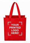 Red Custom Screen Printed Non-Woven Tote Bags – 12" x 6" x 14" – 100/200 pcs/case – SKU# 6254
