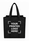 Black Custom Screen Printed Non-Woven Tote Bags – 15" x 8" x 15" – 100/200 pcs/case – SKU# 6255