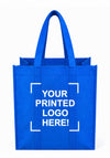 Blue Custom Screen Printed Non-Woven Tote Bags – 15" x 8" x 15" – 100/200 pcs/case – SKU# 6256