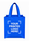 Blue Custom Screen Printed Non-Woven Tote Bags – 9.5" x 4" x 12" – 100/200 pcs/case – SKU# 6259