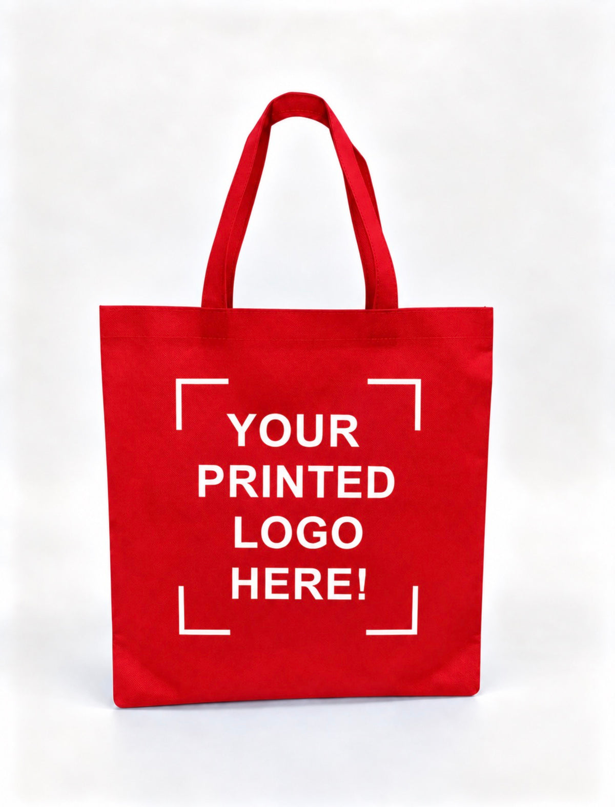 Red Custom Screen Printed Non-Woven Tote Bags – 15" x 16" – 100/200 pcs/case – SKU# 6266