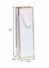 White Queen West Wine Bags Gold Foil Edge 4.5 x 4.5 x 15 inches with Twill Ribbon Handles
