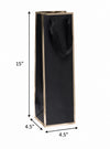 Black Queen West Wine Bags Gold Foil Edge 4.5 x 4.5 x 15 inches with Twill Ribbon Handles