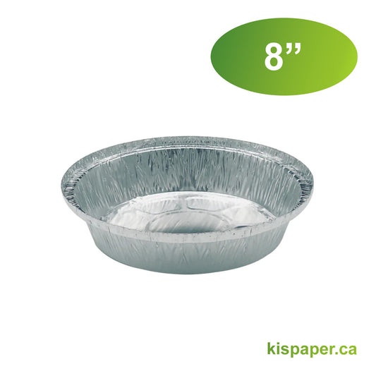 8" - Aluminum Heavy-Duty Containers Round - Carton of 500 - KIS PAPER - 5081; $0.193/pc