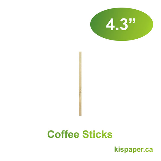 4.3" - Bamboo Coffee Sticks - Carton of 1000 - KIS PAPER - 1179; $0.019/pc