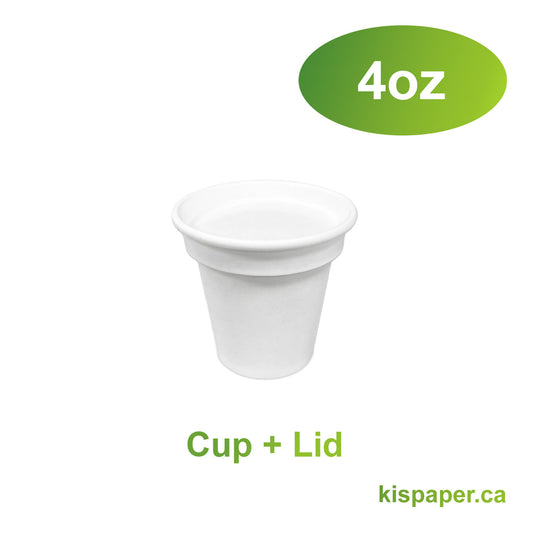 4oz - Paper Hot Coffee Cup Set White with Paper Lid - Carton of 2500 - KIS PAPER - 1139; From $0.13/set