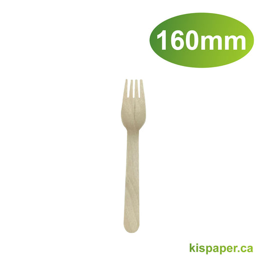 160mm - Wooden Fork - Carton of 1000 - KIS PAPER - 1097; $0.022/pc