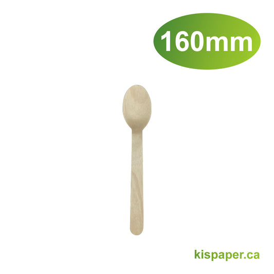 160mm - Wooden Spoon - Carton of 1000 - KIS PAPER - 1099; $0.022/pc