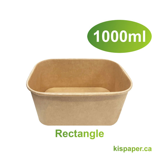 1000ml - Paper Food Container Kraft Rectangle - Carton of 300 - KIS PAPER - 5024; From $0.20/pc