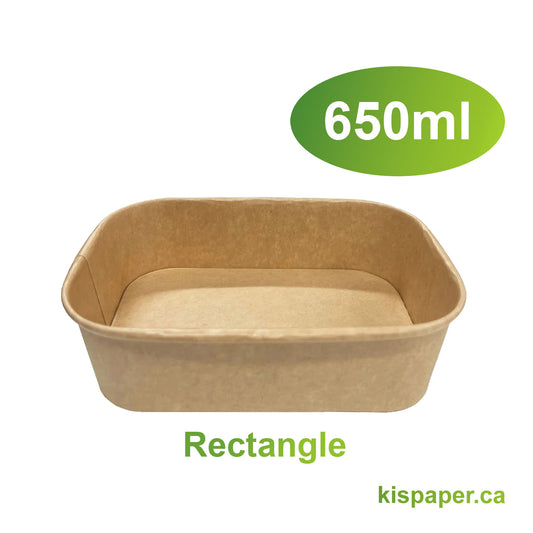 650ml - Paper Food Container Kraft Rectangle - Carton of 300 - KIS PAPER - 5022; From $0.17/pc