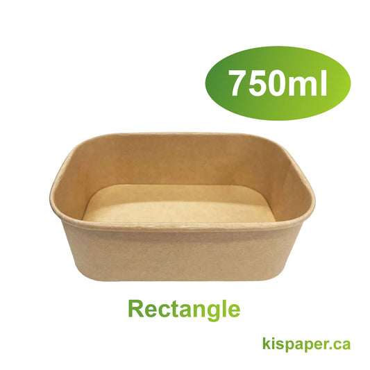 750ml - Paper Food Container Kraft Rectangle - Carton of 300 - KIS PAPER - 5023; From $0.19/pc