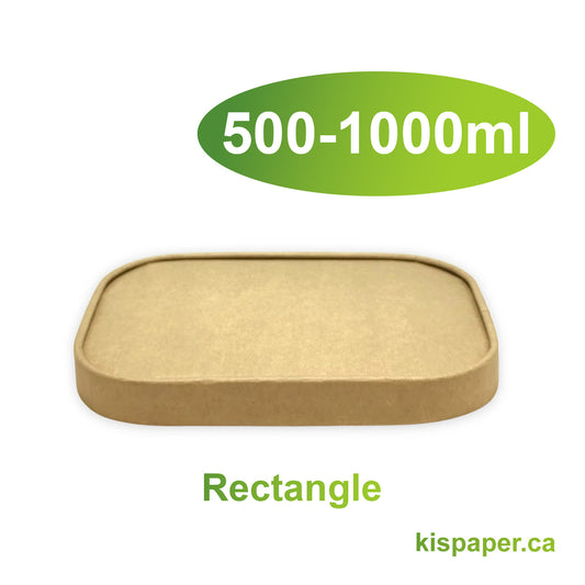 500ml/650ml/750ml/1000ml Kraft Paper Lid for Food Container Rectangle - Carton of 300 - KIS PAPER - 5029; From $0.21/pc