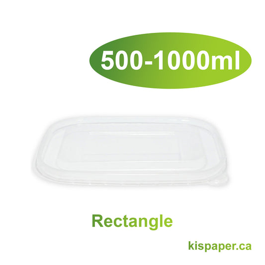 500ml/650ml/750ml/1000ml - Plastic Lid for Food Container Rectangle Carton of 300 - KIS PAPER - 5027; From $0.12/pc