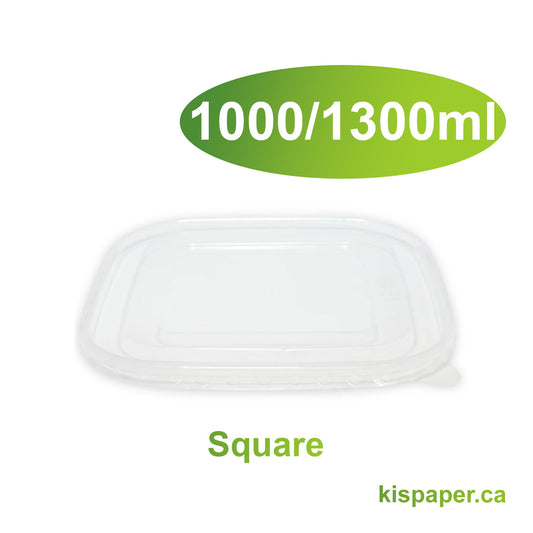 1000ml/1300ml Plastic Lid for Food Container Square - Carton of 300 - KIS PAPER - 5028; From $0.15/pc