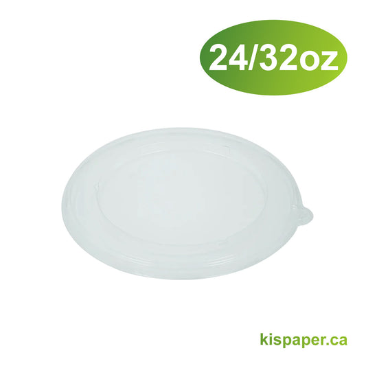 24oz/32oz PP Flat Lid for Bagasse Round Bowl - Carton of 300 - KIS PAPER - 5136; $0.200/pc