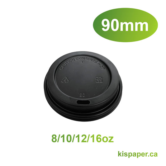 8/10/12/16oz - 90mm Black Sip Lid for Hot Paper Cups - Carton of 1000 - KIS PAPER -1236; $0.04/pc