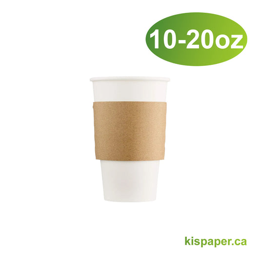 10oz/12oz/16oz/20oz - Kraft Foldable Coffee Sleeve - Carton of 1000 - KIS PAPER - 1282; $0.047/pc