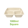 1000ml - 3 Compartments Natural Pulp Square Food Container Base - Carton of 300 - KIS PAPER - 6172; $0.19/pc