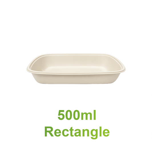 500ml - Natural Pulp Rectangle Food Container Base - Carton of 300 - KIS PAPER - 6166; $0.15/pc