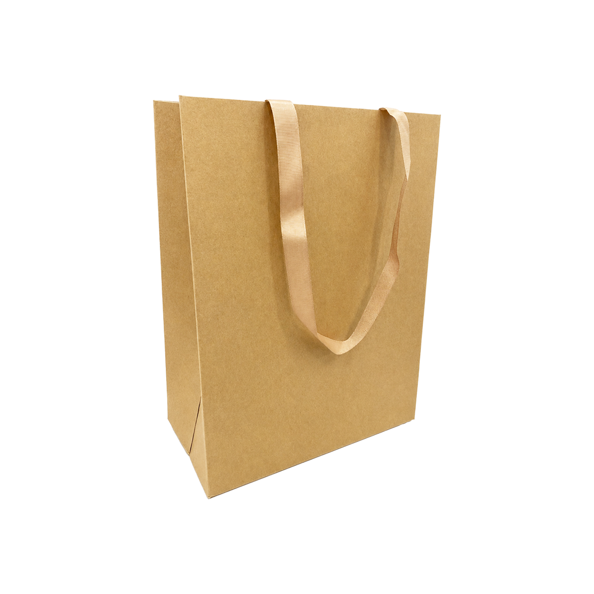 Cub Kraft Contour Luxe Paper Bags (10″ × 5″ × 13″) with Brown Ribbon Handles – 100 pcs/case – SKU #6075