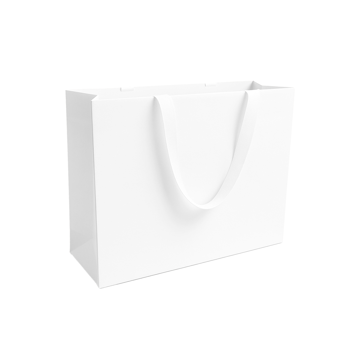 FB1662WW | 100pcs Vogue 16x6x12 inches White Contour Luxe Paper Bags, Double-sides Smooth Finish, White Ribbon Handles; $1.34/pc